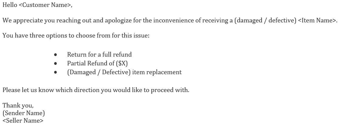 消息中心常见回复模板